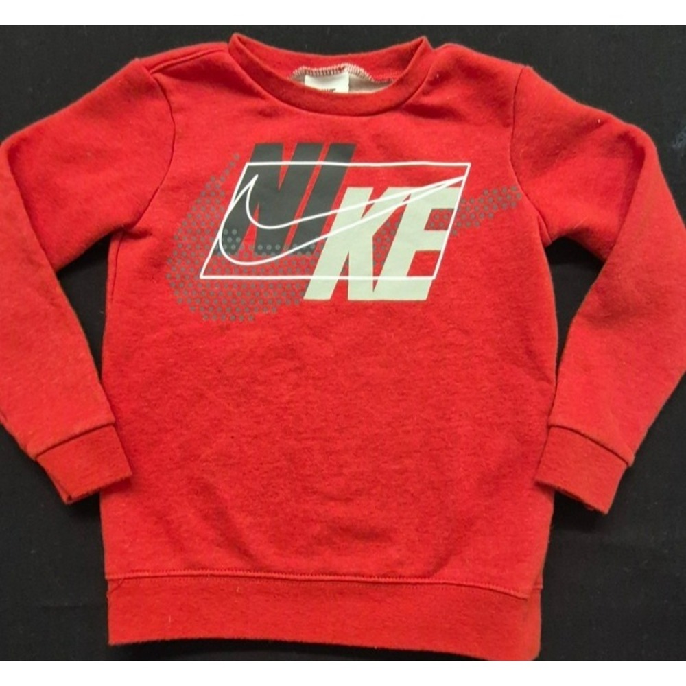 Nike kids red pullover sweatshirt gray/white graphic print crew neck sz. 4T